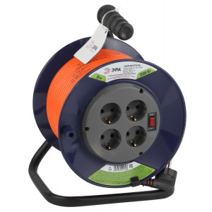 Удлинитель силовой RPx-4es-3x1.5-30m на пластиковой катушке c заземлением 4 розетки 30м ПВС 3х1.5мм2 Б0043056