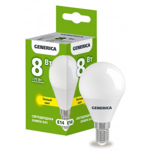 Лампа светодиодная G45 8Вт шар 3000К E14 230В LL-G45-08-230-30-E14-G