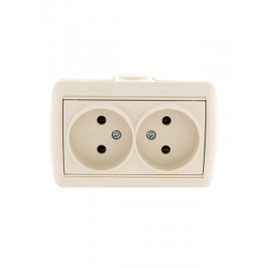 Розетка 2-м ОП Nata 16А IP20 без заземл. керамика крем. 710-0300-128