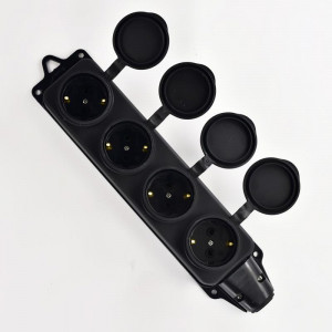 Колодка 4-м 16А IP44 2P+PE 220-240В с защ. крышками каучук 106-0400-0107/107