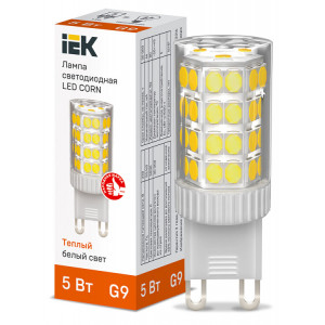 Лампа LED CORN капсула 5Вт 230В 3000К керамика G9 LLE-CORN-5-230-30-G9