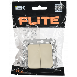 FLITE Выключатель 2-клавишный 10А ВС12-1-0-ФлСл сливочный IEK FI-V20-0-10-1-K86