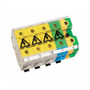 Клеммная сборка WKN 70 3D/N/SL/U, Клеммная сборка из 5 клемм: WKN70, WKN70N, WKN70SL, тип фиксации провода: винтовой, номинальное сечение: 70 мм кв., 192A, 800V, цвет: серый/синий/желто-зеленый, тип монтажа: DIN35