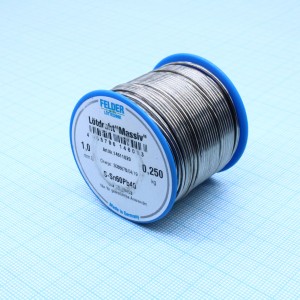 Припой Sn60Pb40  1.0мм 250гр без флюса, проволочный припой ПОС61, в катушке