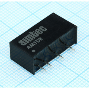 AM1DR-2412SJZ, DC/DC, 1Вт, вход 22.8…25.2В, выход 12В/0.012…0.111А, изоляция 1500В DC, КПД 73%,  максимальная емкостная нагрузка не более 560мкФ, SIP7, 19.65x6x10.16мм, -40…85°C, пластик