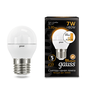 Лампа LED Globe E27 7W 3000K step dimmable 1/10/100 105102107-S