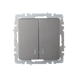 Выключатель 2-кл. СП BRITE ВС10-2-1-БрС 10А с инд. сталь BR-V20-1-10-K46