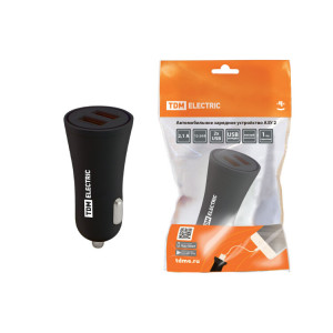 Автомобильное зарядное устройство, АЗУ 2, 2,1 А, 2 USB, черный, SQ1810-0202