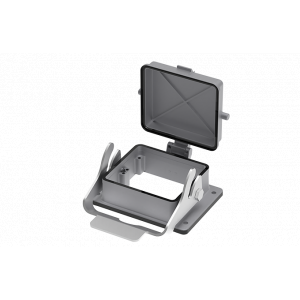 Открытое основание разъема S32B-BM-1L.M-PC, Основание разъема на панель, открытое, типоразмер 32B, с уплотнителем, с одной защелкой, с защитной крышкой, материал корпуса: алюминиевый сплав