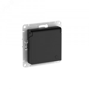 ATLASDESIGN РОЗЕТКА с заземл. со шторк. с крышкой, 16А, IP20,мех., быстрозажимные клеммы, КАРБОН ATN001046S
