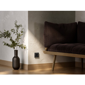 ATLASDESIGN SMART РОЗЕТКА с заземл., со шт., Zigbee, L+N, 16А, мех., КАРБОН ATN001045Z