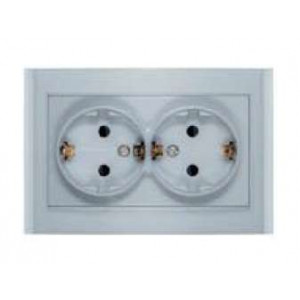 Розетка 2-м СП Бриллиант 16А IP20 с заземл. защ. шторки серебр. 7949797