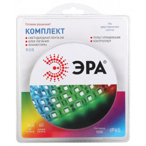 ЭРА Комплект светодиодной ленты 5050kit-14,4-60-12-IP65-RGB-5m (50/600)(кр.1шт)
