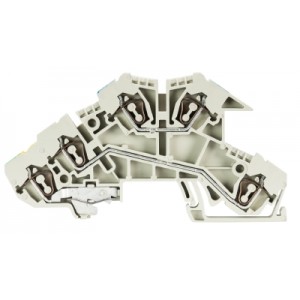 Этажная клемма WKIF 2,5 N-D-SL, Этажная клемма, 3 этажа, N-L-PE, нижний ряд с заземлением, тип фиксации провода: пружинный, номинальное сечение: 2,5 мм кв., 24A, 400V, ширина: 5 мм, цвет: серый, тип монтажа: DIN35