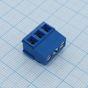 DG500-5.0-03P-12-00A(H), Винтовой клеммный блок c рельефной обоймой, 3 контакта шаг 5.0мм синий