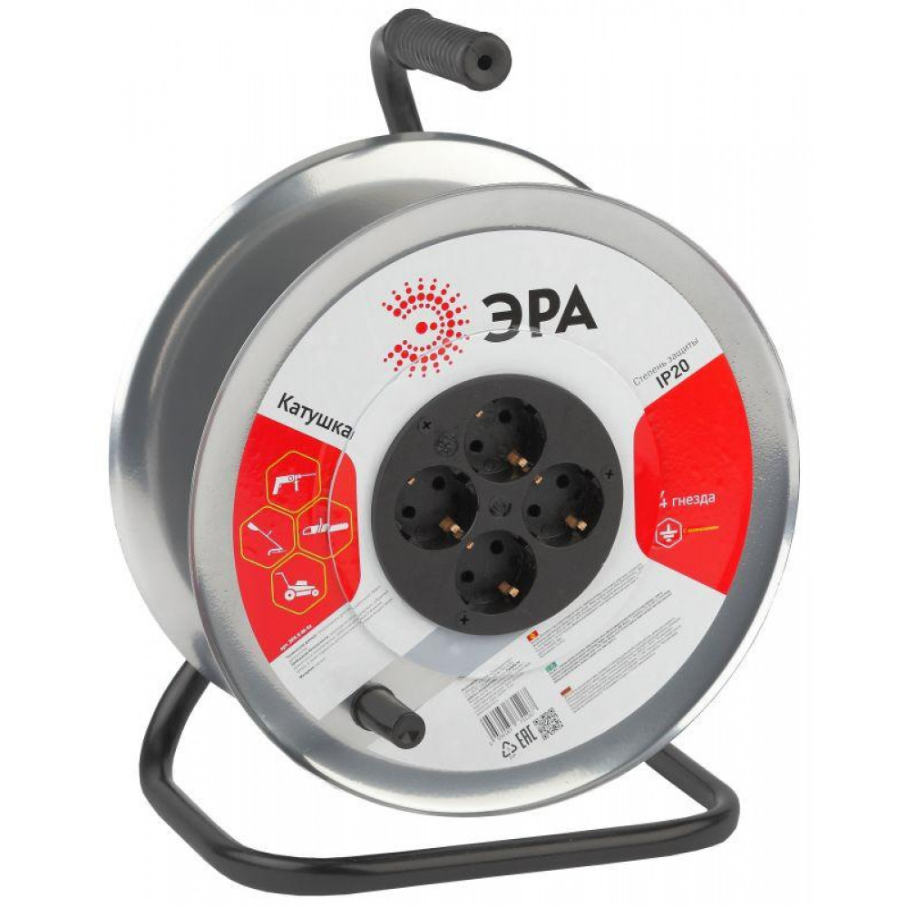Изображение товара Катушка 4-м с заземл. IP20 металлическая K-M-4z Эра - удлинитель на барабане