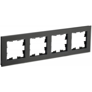 BRITE Рамка 4-мест. РУ-4-2-Бр стекло черн. матовый BR-M42-G-31-K02