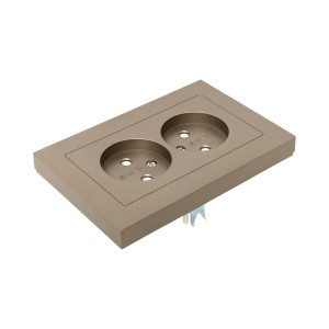 Механизм розетки двойной, 16А, без заземления, без шторок, с рамкой, шампань Эпика EKF UP1-SOC-200