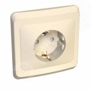 Розетка 1-м СП Этюд 16А IP20 250В с заземл. защ. шторки крем. SE PC16-004K