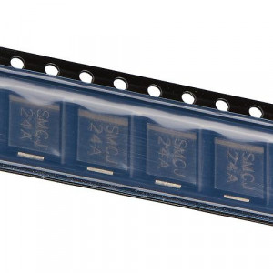 SMCJ24A, Корпус DO214AB, Iимп.макс. 38.56 А, Uраб. 24 В, Uогр.(диап.), min 26.7 В, Uогр.(диап.), max 29.5 В,  1500W, 24V V(RWM),  DO-214AB, Iут.при Uраб. 1 мкА, Рпик=1.5 кВт, Тип супрессора однонаправленный, Uогр.(ном.) 28.1 В, Uимп.макс.38.9 В, Р=6.5 Вт