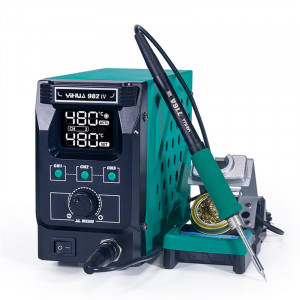 YIHUA 982-IV (C210), Паяльная станция 50Вт, регулировка температуры нагрева 90°C~450°C, в комплекте паяльник 716A, сменное жало C210-I, подставка, губка