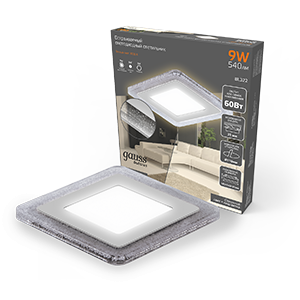 Светильник Bubbles Квадр. 6+3W, LED 3000K, 540лм,143x143мм, 110 1/40 BL322