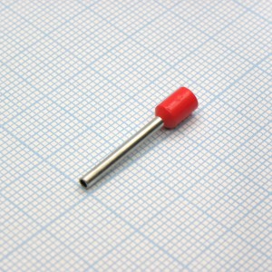 HE  1518  Red, наконечник кабельный торцевой трубчатый с изоляцией, L=24.4/18мм, сеч. пров. 1.5мм2