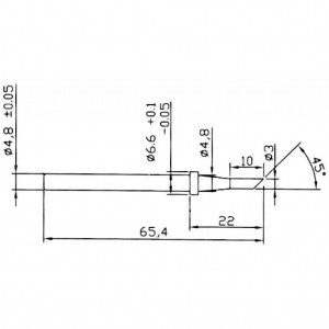 C1-3, Жало паяльное многослойное долговечное для паяльников серии ZD-98, ZD-99, диаметр 4,8мм, скошенный цилиндр 3,0мм длиной 22мм