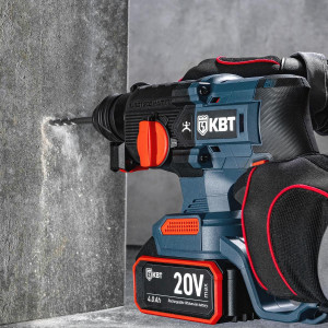 Перфоратор аккумуляторный HB-20-24 серия ПРОФИ, Перфоратор аккумуляторный 20V бесщеточный с максимальным размером оснастки SDS-Plus до 24 мм, 2 аккумуляторные батареи: Li-ion, 20 В/4Ач, зарядное устройство, кейс