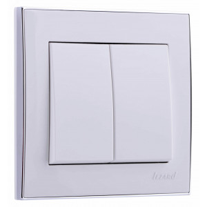 RAIN Выключатель 2-ой белый с боковой вставкой хром 703-0225-101