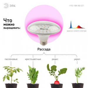 Лампа светодиодная FITO-18W-RB-E27 18Вт E27 для растений красн./син. спектр Б0049533