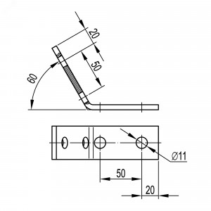 Угол крепежный двойной 60 градусов горячеоцинкованный BMC1026HDZ