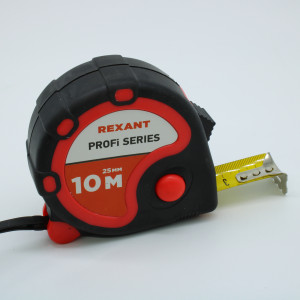 Рулетка измерительная ПРОФИ 10м Х 25мм, Прорезиненный корпус, глянцевое покрытие полотна из закаленной стали