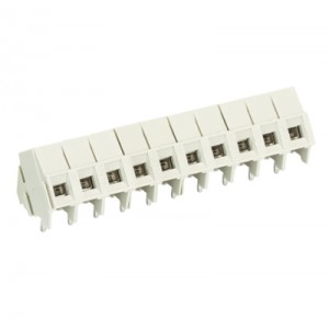 Клемма Wiecon 8134 / 10, Клемма, подвод кабеля 35 град., на плату, шаг: 5.0 мм, 10 полюсов, фиксация провода винтовая, исполнение: с маркировкой, 300V, 10A, цвет: серый