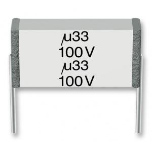B32564J1336K000, Конденсатор металлоплёночный полиэтилентерефталатный 33мкФ 100В ±10%( 29х13х19.8мм) шаг выводов 27.5мм 125°С россыпь