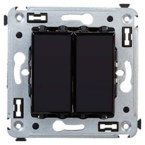 Переключатель двухклавишный в стену, "Avanti", "Черный квадрат" 4402114