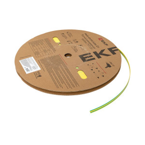 Термоусаживаемая трубка ТУТ нг 8/4 жел-зел рулон PROxima tut-8-yg