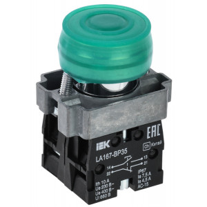 Кнопка LA167-BP35 d=22мм 1з+1р зеленая BBT20-BP35-3-22-67-K06