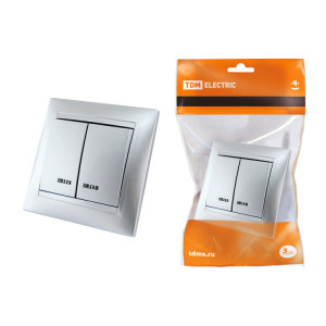 Выключатель 2 кл. с подсветкой 10А серебр. металлик "Лама" SQ1815-0205