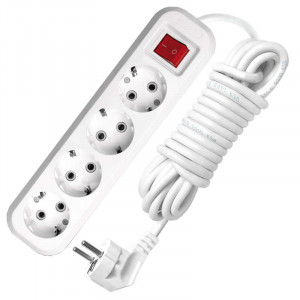 Удлинитель 4х5м с заземл. 13А IP20 S-304 ПВС 3х1 с выкл. 9631991