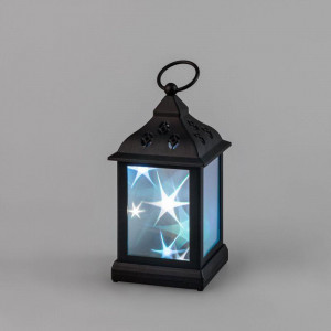 Декоративный фонарь 11х11х22,5 см, черный корпус, цвет свечения RGB с эффектом мерцания 513-064