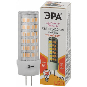 Лампочка светодиодная STD LED JC-5W-12V-CER-827-G4 G4 5Вт керамика капсула теплый белый свет Б0049087