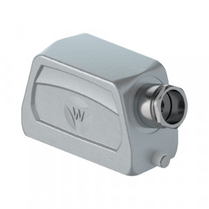 Крышка разъема 71.350.2428.0, Крышка разъема на кабель, типоразмер 24B, без уплотнителя, 1 кабельный ввод PG21, IP54, с боковым расположением, без защелки (упоры под одну защелку), материал корпуса: алюминиевый сплав