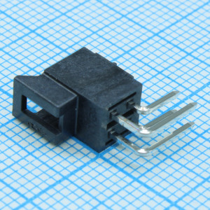 1053141104, Соединитель провод-плата 4 контакта шаг 2.5мм угловой монтаж в отверстие серия Nano-Fit лоток