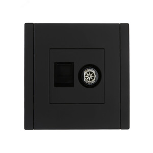 FORTE&PIANO Розетка двойная TV+RJ45 кат.6 FP137 черный IEK FP-AK20-2-K02