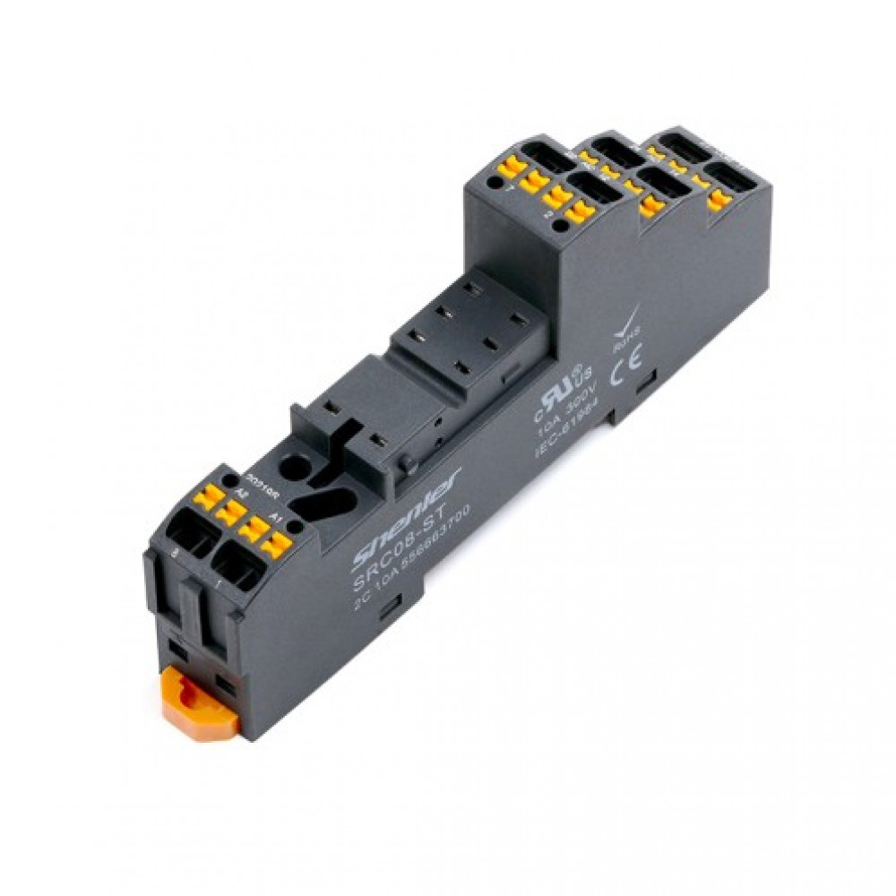 Изображение товара Колодка для реле SRC08-ST на DIN-рейку 300V 10A с push-in фиксацией