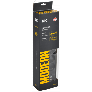 УДЛИНИТЕЛЬ 5Х2М С ЗАЗЕМЛ. 16А 250В MODERN У05В С ВЫКЛ. USBX4 (TYPE-AX3ШТ + TYPE-CX1ШТ) ПВС 3Х1 ЧЕРН. WYP12-16-05-02-ZKU-K02