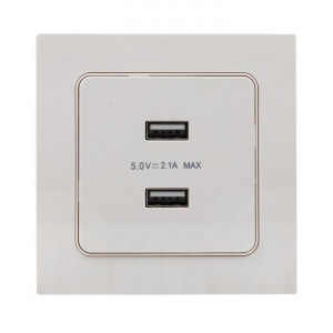 Розетка USB 2-м Стокгольм 2.1А механизм бел. PROxima EYR16-028-10-2USB