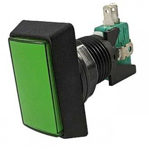 GMSI-3B-R NO(NC)+NC(NO) GREEN, Кнопка прямоугольная с LED подсветкой, цвет зеленый, размер 50х32мм, посадочное отверстие 23.5мм, 5А/250В