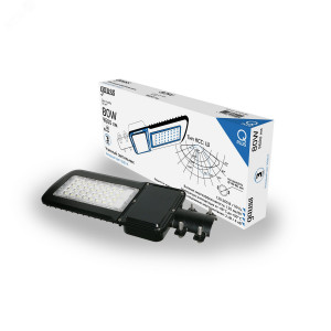 Светильник уличный Qplus 80W 9600lm 5000K 120-260V IP65 455*180*49мм черный КСС 